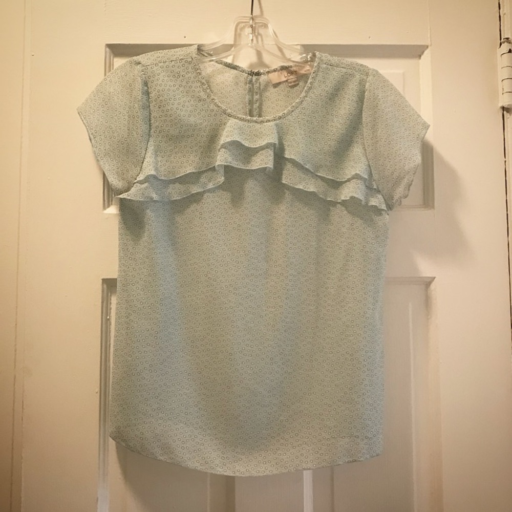 LOFT Light Blue Polka Dot Blouse